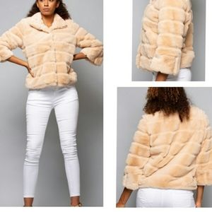 Coalition LA Cropped Faux Fur Coat Jacket